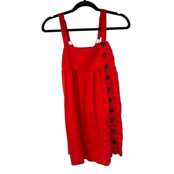 Urban Outfitters Red Romper Side Button Detail Dress - Picture 1 of 9